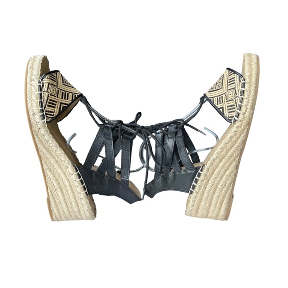 Rockport Aztec print black and tan lace up wedges womens shoes size 8 - Picture 11 of 14